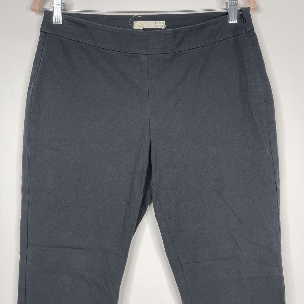 2/$30 Eileen Fisher Ankle Zip Crop Chino Pants Black Side Zip Pockets #6682 - Picture 5 of 13